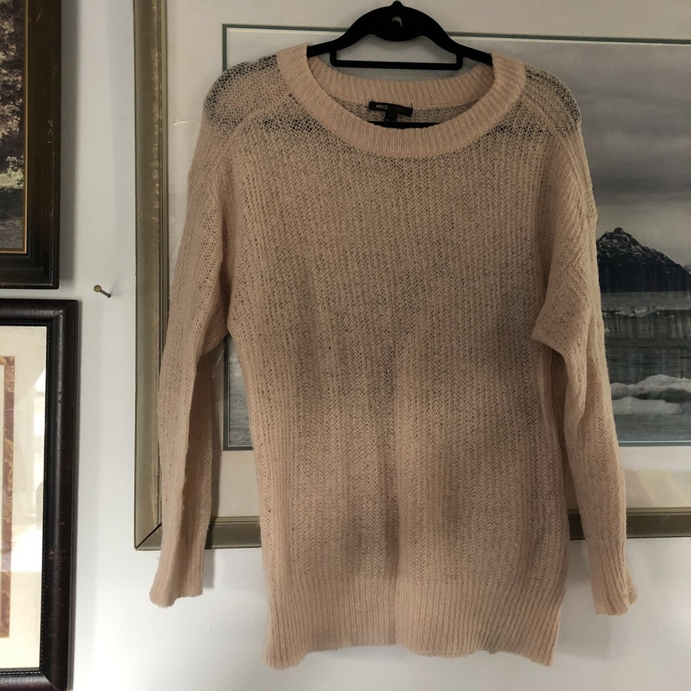 MNG Casual Sz L Pink Lightweight Semisheer Tissue Sweater Sz L A2934